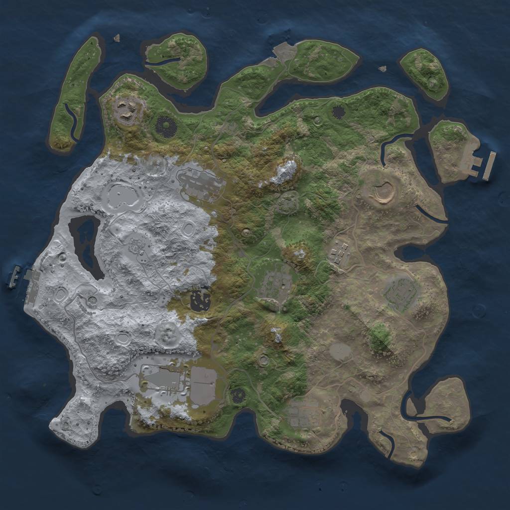 Rust Map: Procedural Map, Size: 3500, Seed: 304978188, 17 Monuments