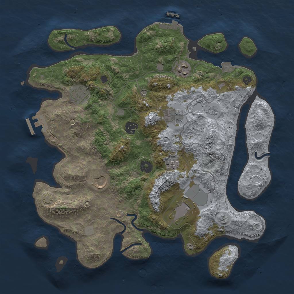 Rust Map: Procedural Map, Size: 3500, Seed: 1904094665, 15 Monuments