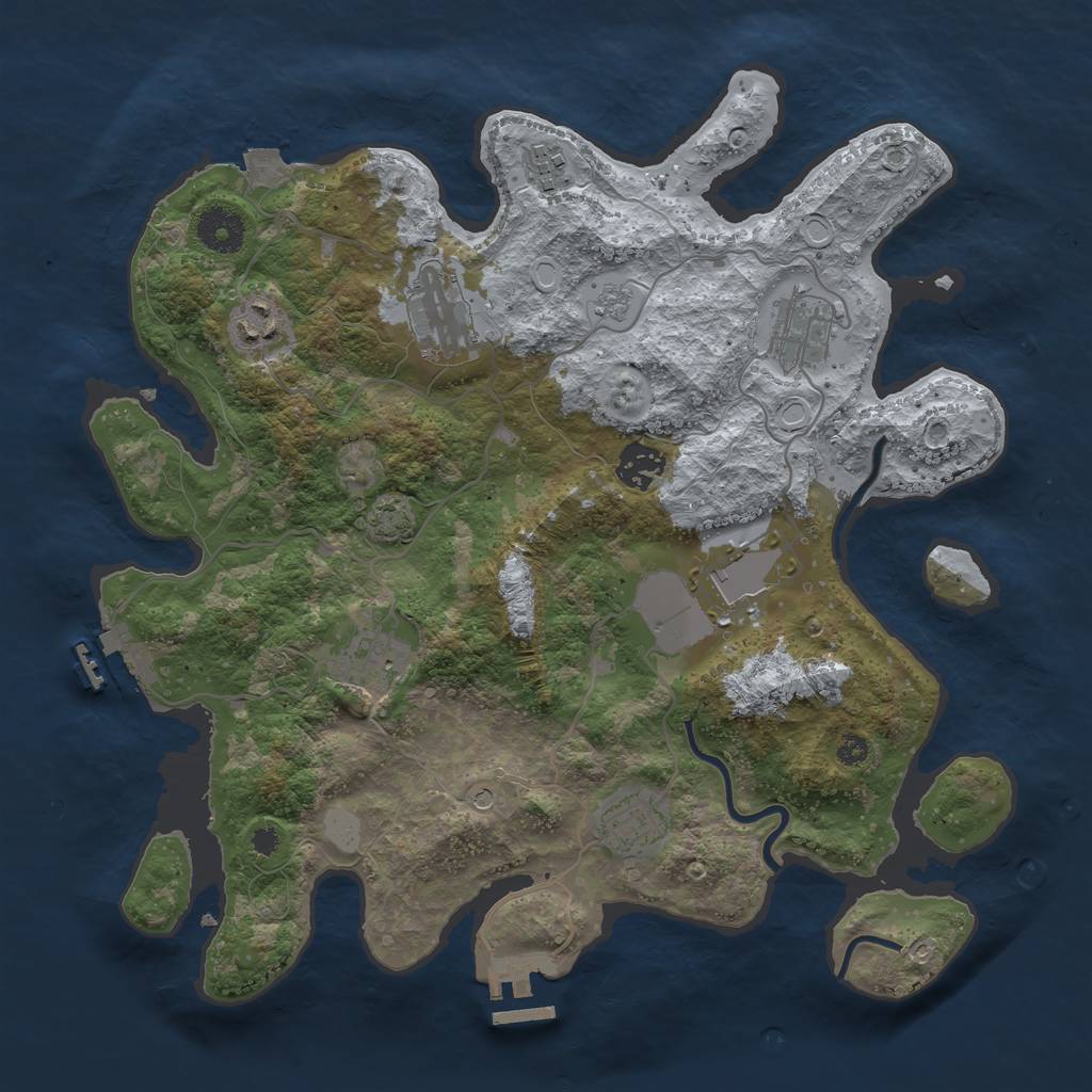 Rust Map: Procedural Map, Size: 3500, Seed: 98679809, 16 Monuments