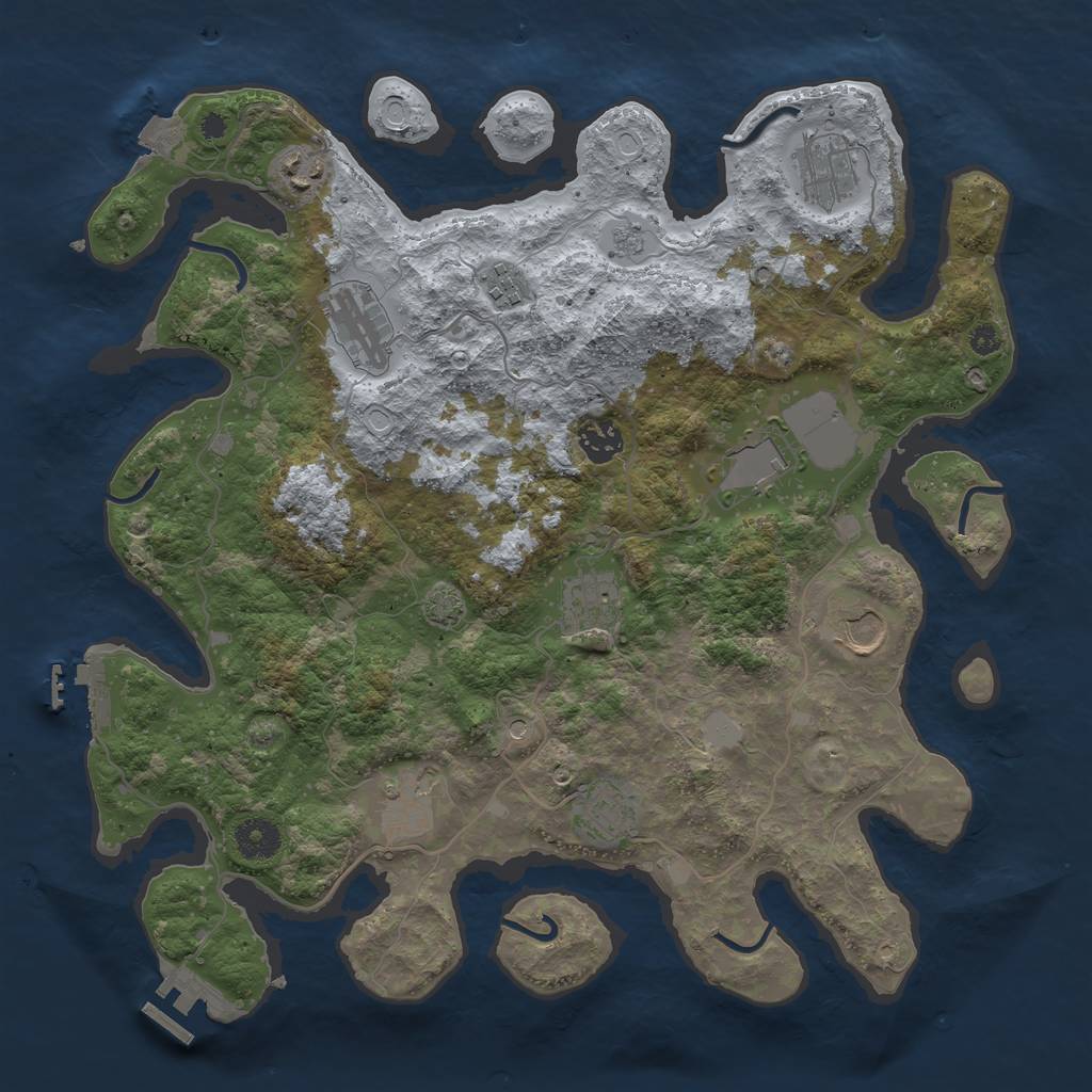 Rust Map: Procedural Map, Size: 3750, Seed: 2006151274, 18 Monuments