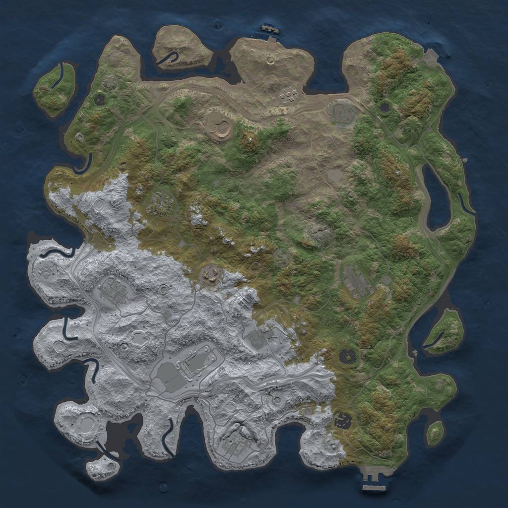 Rust Map: Procedural Map, Size: 4500, Seed: 702543159, 19 Monuments