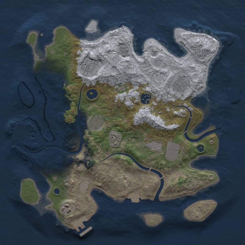 Rust Map: Procedural Map, Size: 3500, Seed: 897715929, 13 Monuments