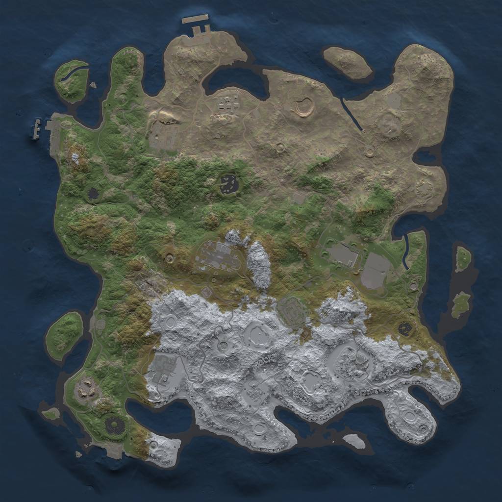 Rust Map: Procedural Map, Size: 3800, Seed: 1019792811, 18 Monuments