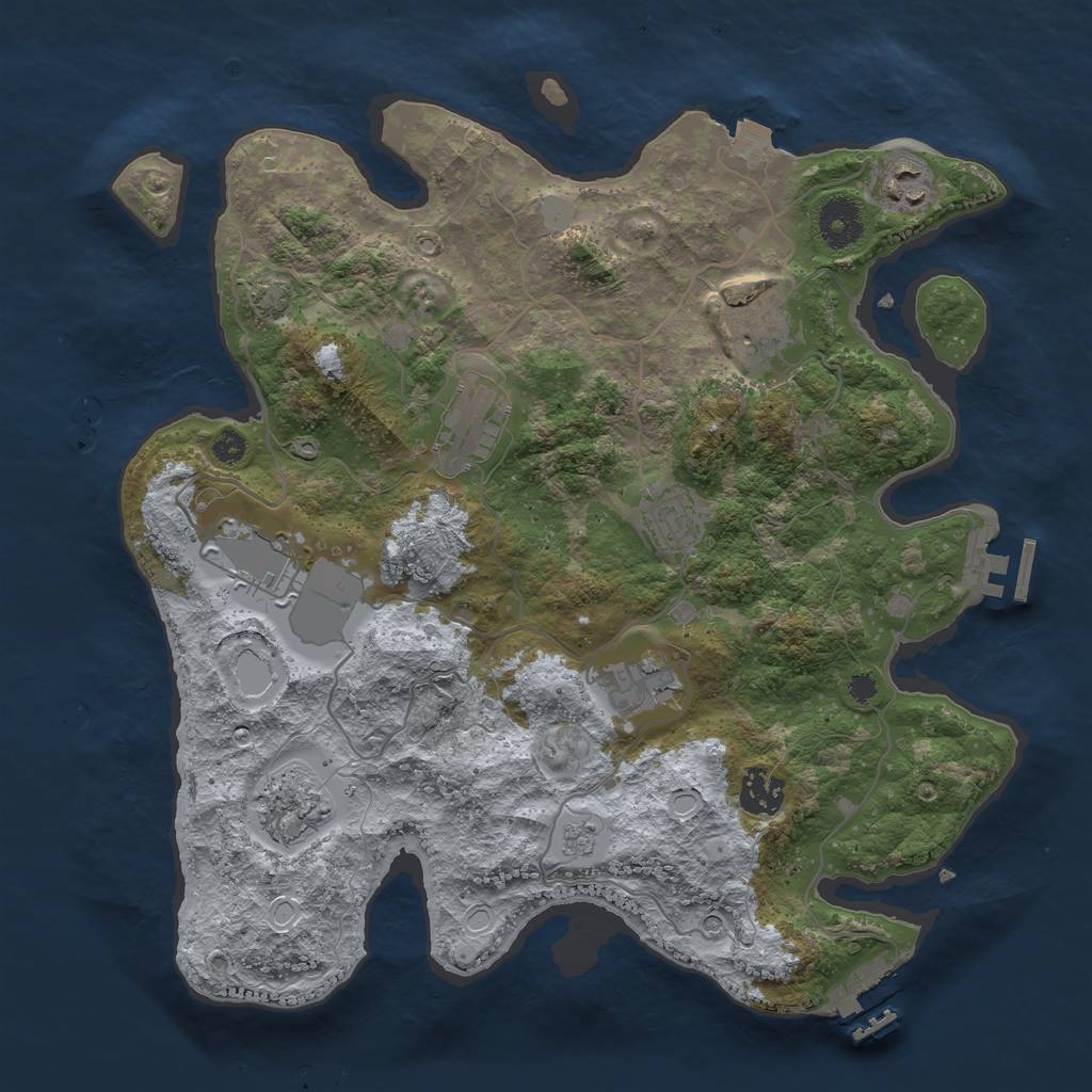 Rust Map: Procedural Map, Size: 3500, Seed: 391795313, 16 Monuments