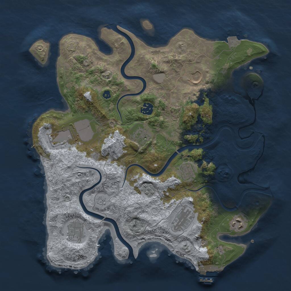 Rust Map: Procedural Map, Size: 3500, Seed: 391795313, 14 Monuments