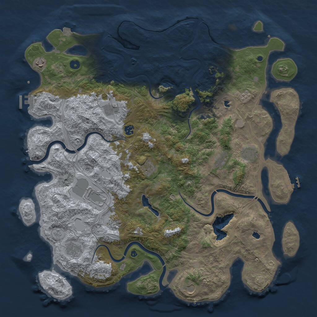 Rust Map: Procedural Map, Size: 4850, Seed: 71291943, 17 Monuments