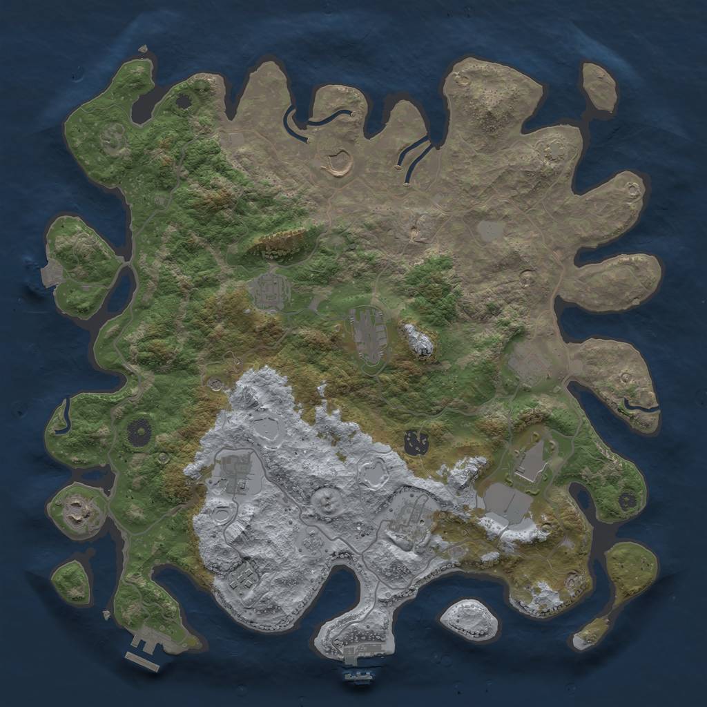 Rust Map: Procedural Map, Size: 4000, Seed: 1316164787, 18 Monuments