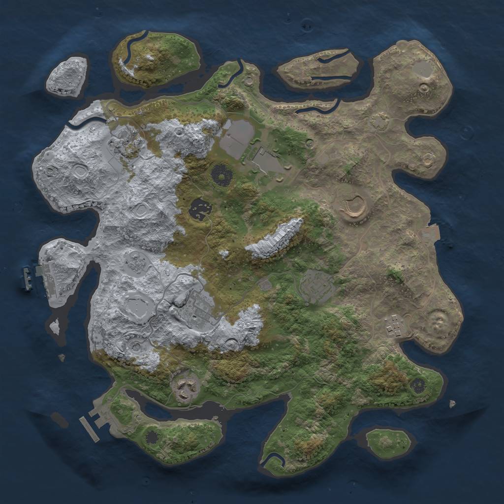 Rust Map: Procedural Map, Size: 3500, Seed: 956780144, 16 Monuments