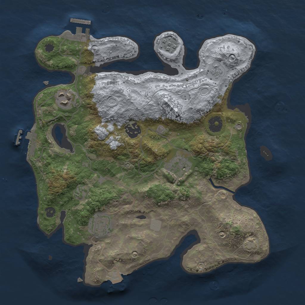 Rust Map: Procedural Map, Size: 3000, Seed: 786898079, 12 Monuments