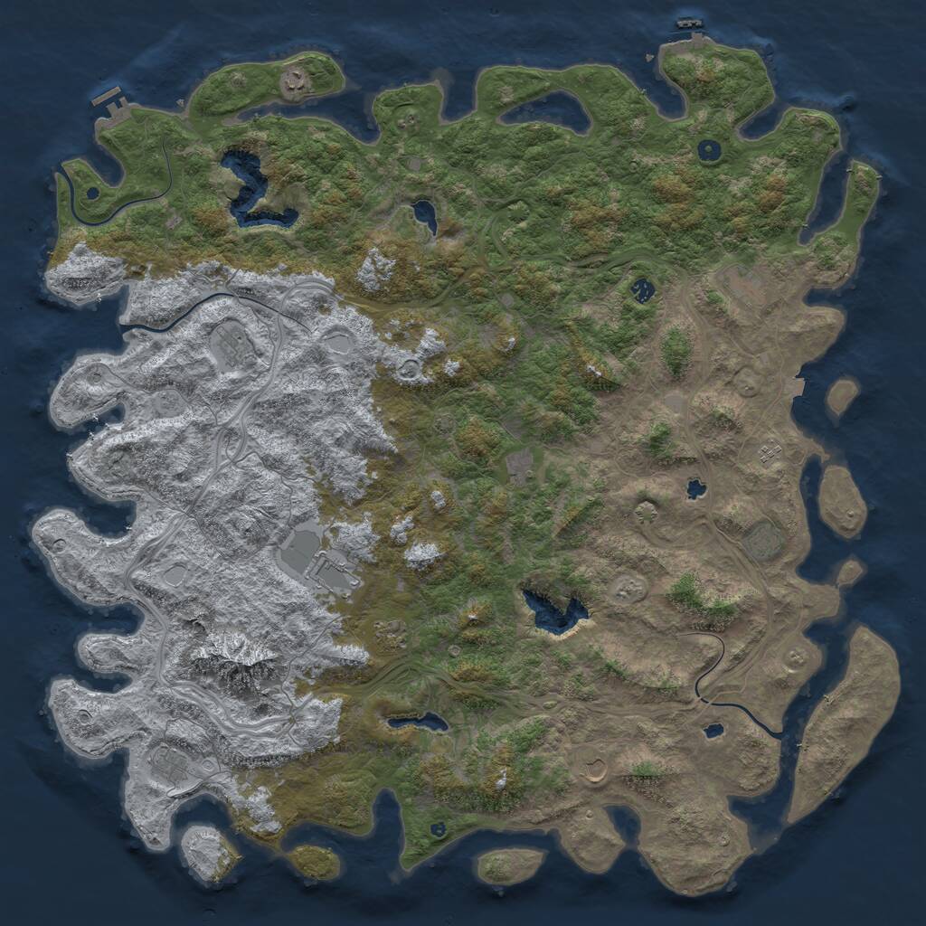 Rust Map: Procedural Map, Size: 6000, Seed: 341256, 17 Monuments