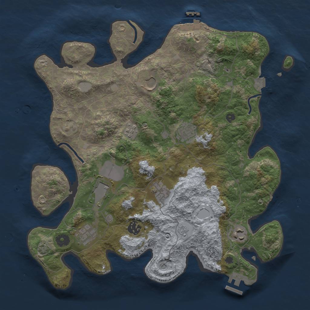 Rust Map: Procedural Map, Size: 3500, Seed: 907462579, 16 Monuments