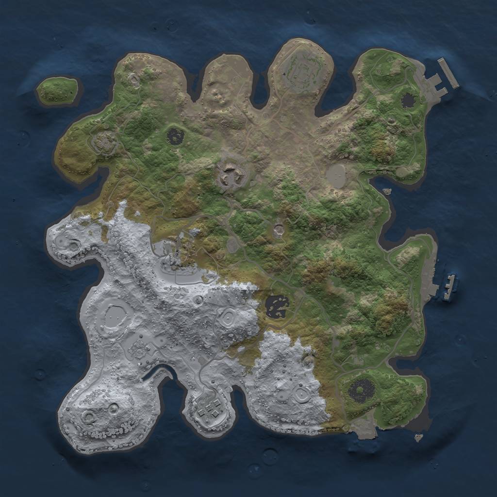 Rust Map: Procedural Map, Size: 3000, Seed: 213276100, 13 Monuments