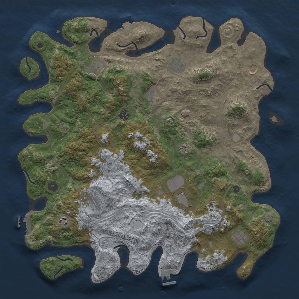 Rust Map: Procedural Map, Size: 4500, Seed: 1307336843, 19 Monuments