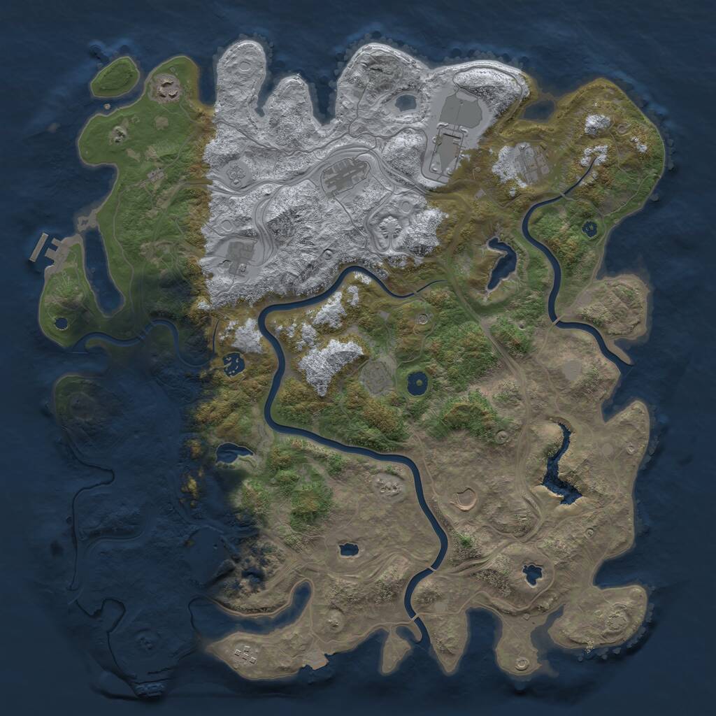 Rust Map: Procedural Map, Size: 4750, Seed: 2028597185, 16 Monuments