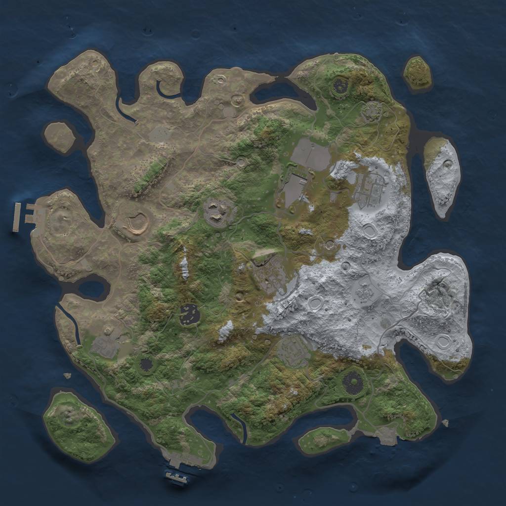 Rust Map: Procedural Map, Size: 3500, Seed: 58421182, 16 Monuments
