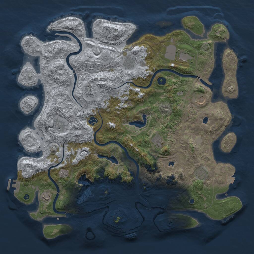 Rust Map: Procedural Map, Size: 4500, Seed: 1577458334, 16 Monuments