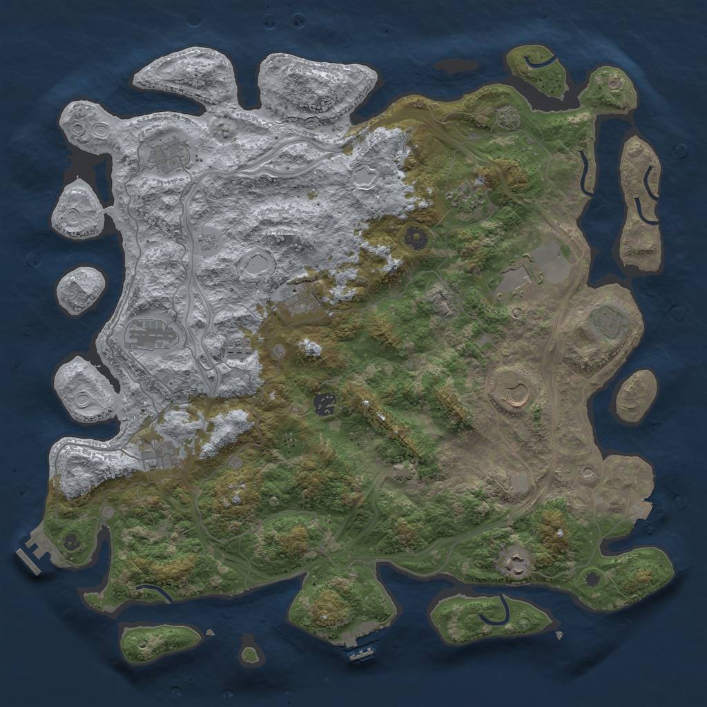 Rust Map: Procedural Map, Size: 4500, Seed: 1577458334, 19 Monuments