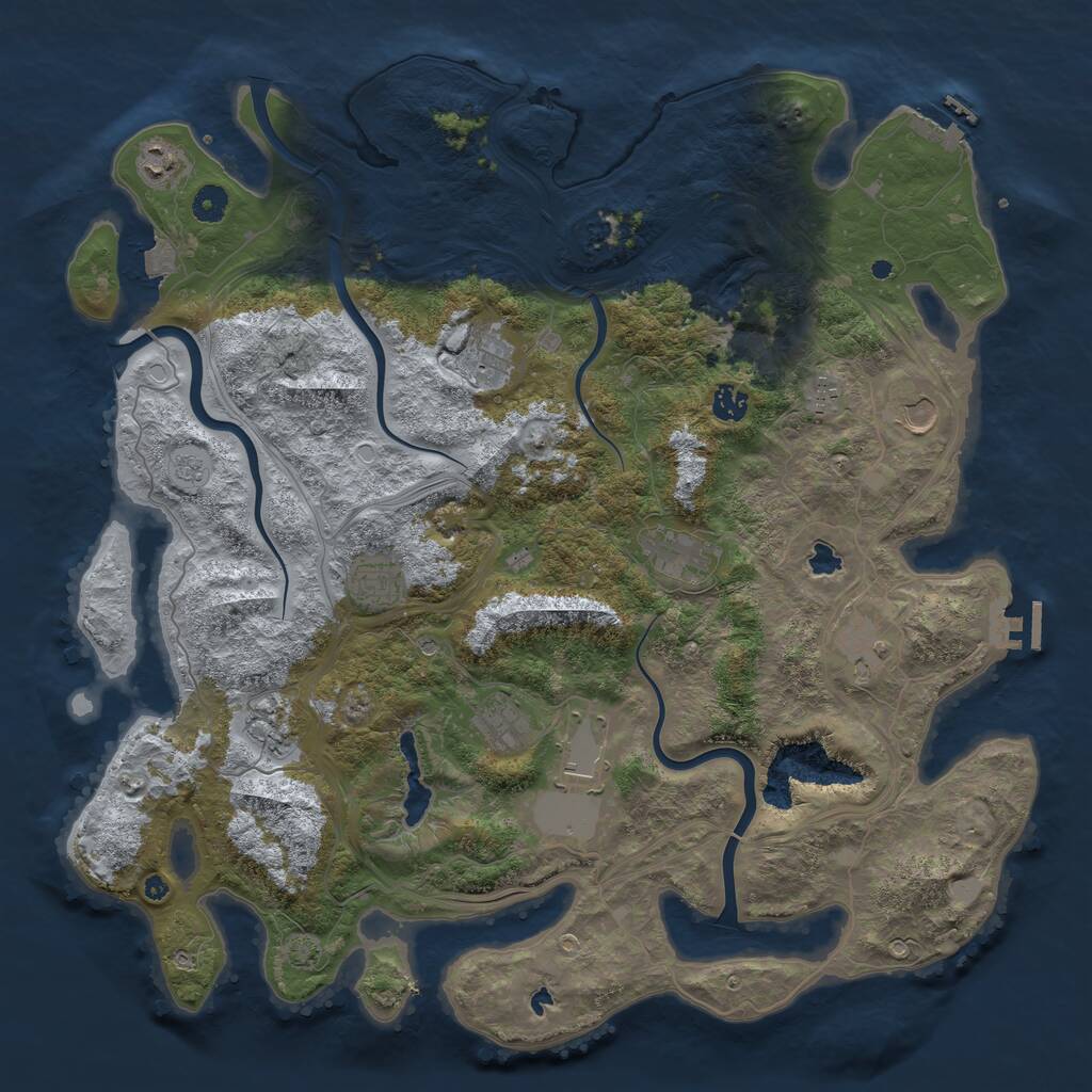 Rust Map: Procedural Map, Size: 4500, Seed: 1408420257, 17 Monuments