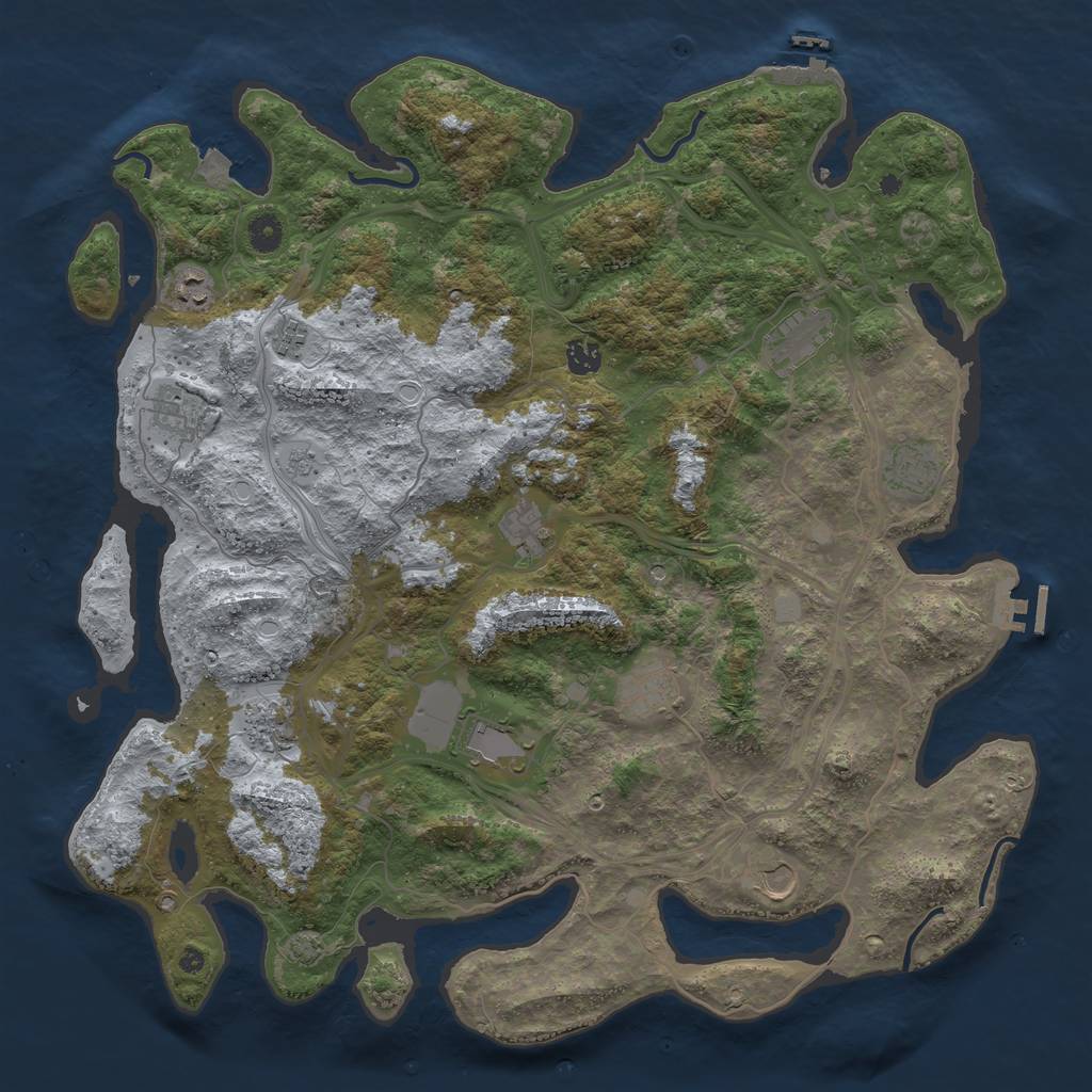 Rust Map: Procedural Map, Size: 4500, Seed: 1408420257, 19 Monuments