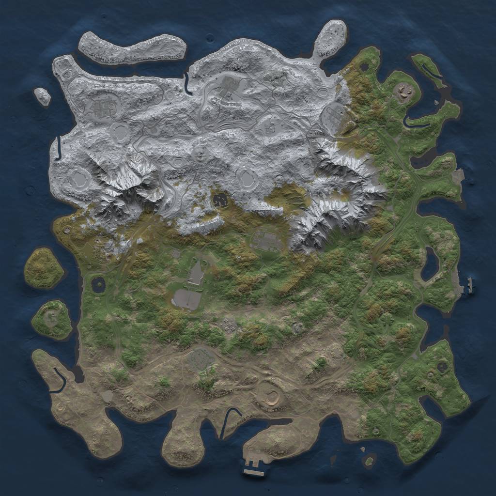 Rust Map: Procedural Map, Size: 5000, Seed: 485395677, 19 Monuments