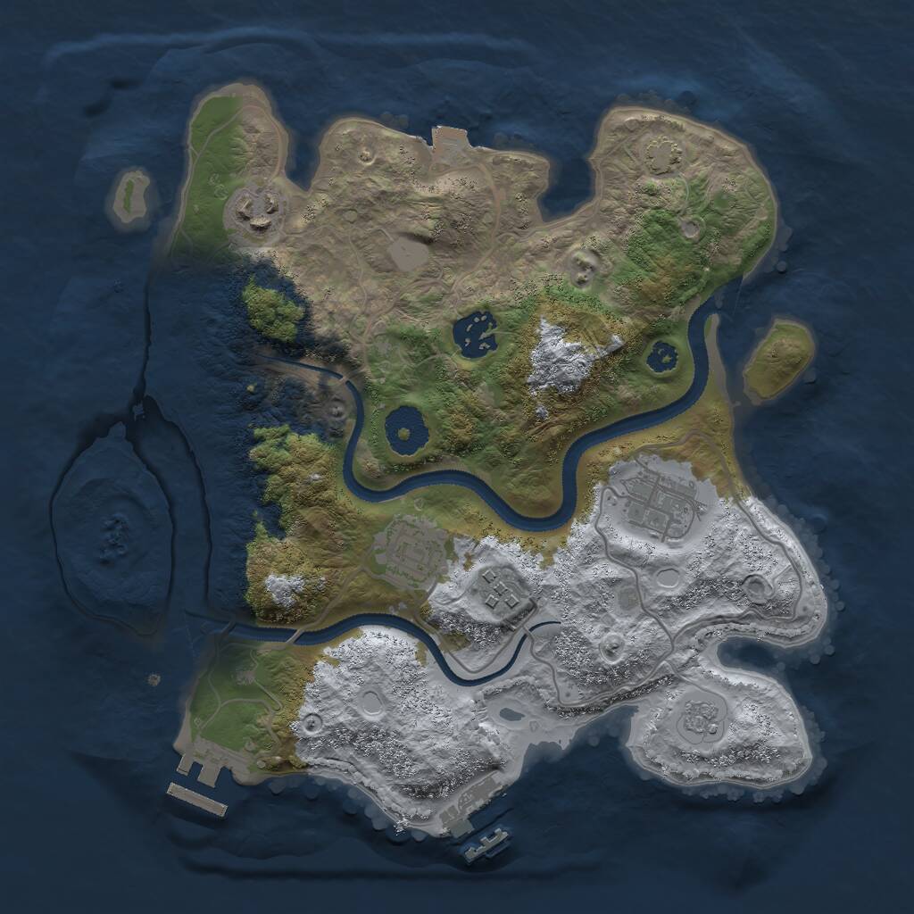 Rust Map: Procedural Map, Size: 3000, Seed: 1072449227, 10 Monuments