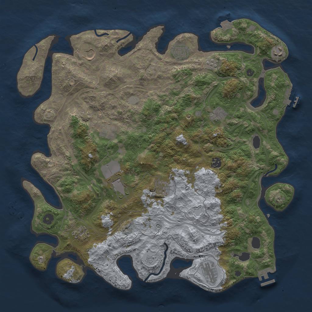 Rust Map: Procedural Map, Size: 4300, Seed: 884540958, 19 Monuments