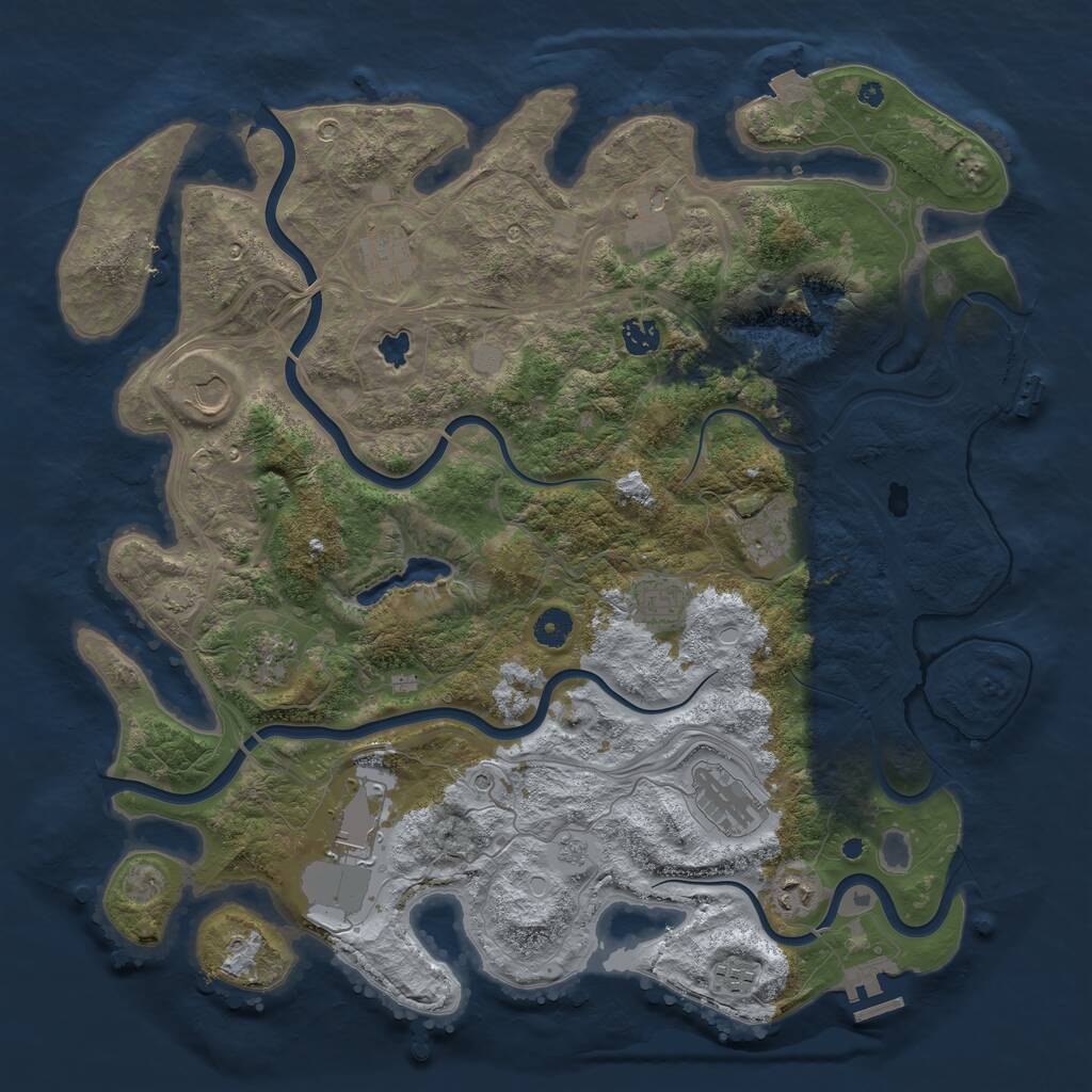 Rust Map: Procedural Map, Size: 4300, Seed: 884540958, 17 Monuments