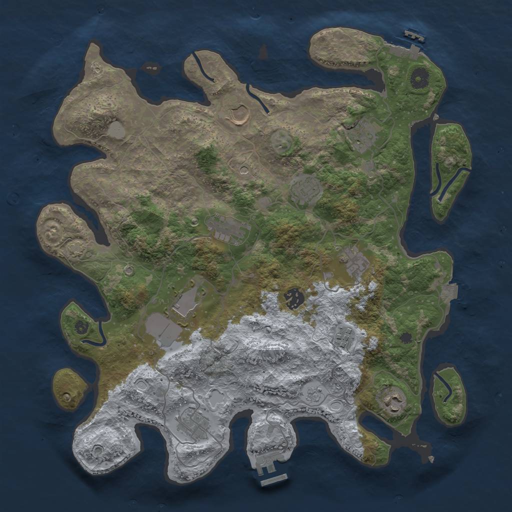 Rust Map: Procedural Map, Size: 3800, Seed: 1701181099, 18 Monuments