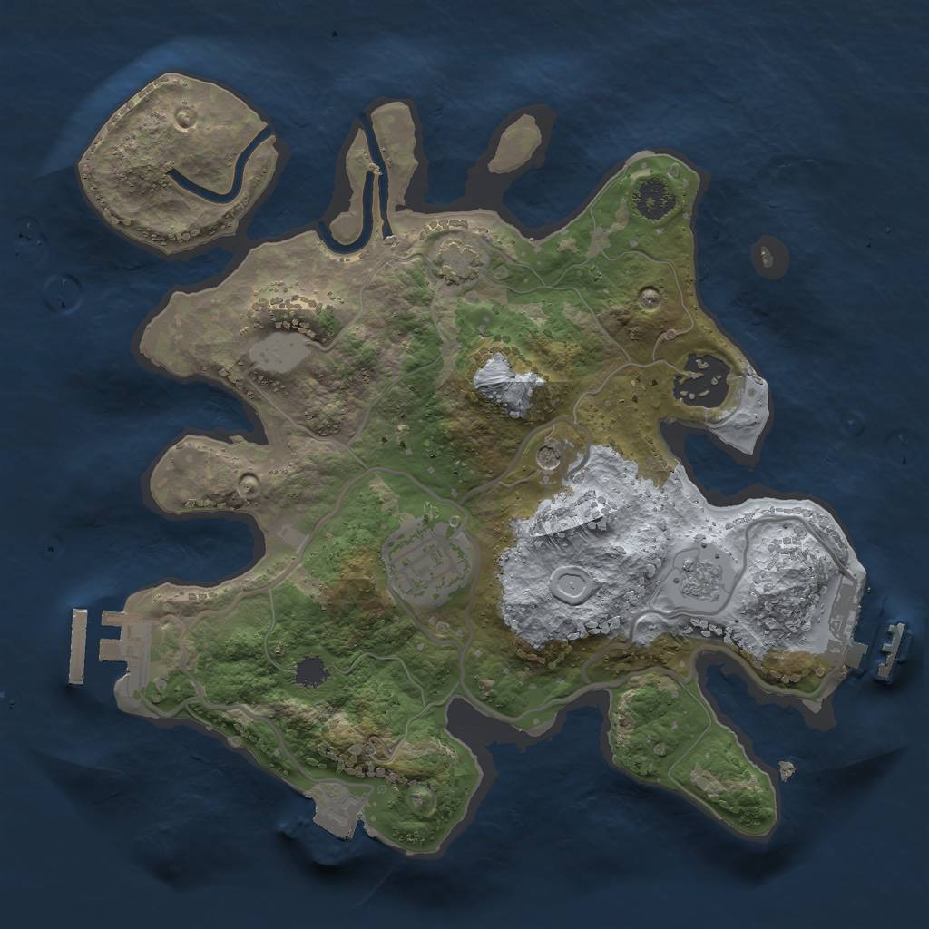 Rust Map: Procedural Map, Size: 2500, Seed: 1577119223, 10 Monuments