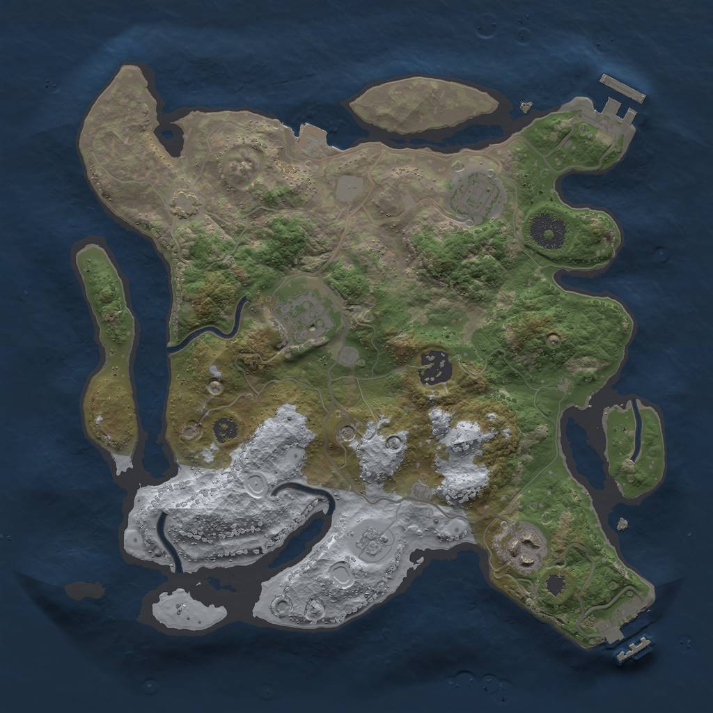 Rust Map: Procedural Map, Size: 3000, Seed: 1960784925, 12 Monuments