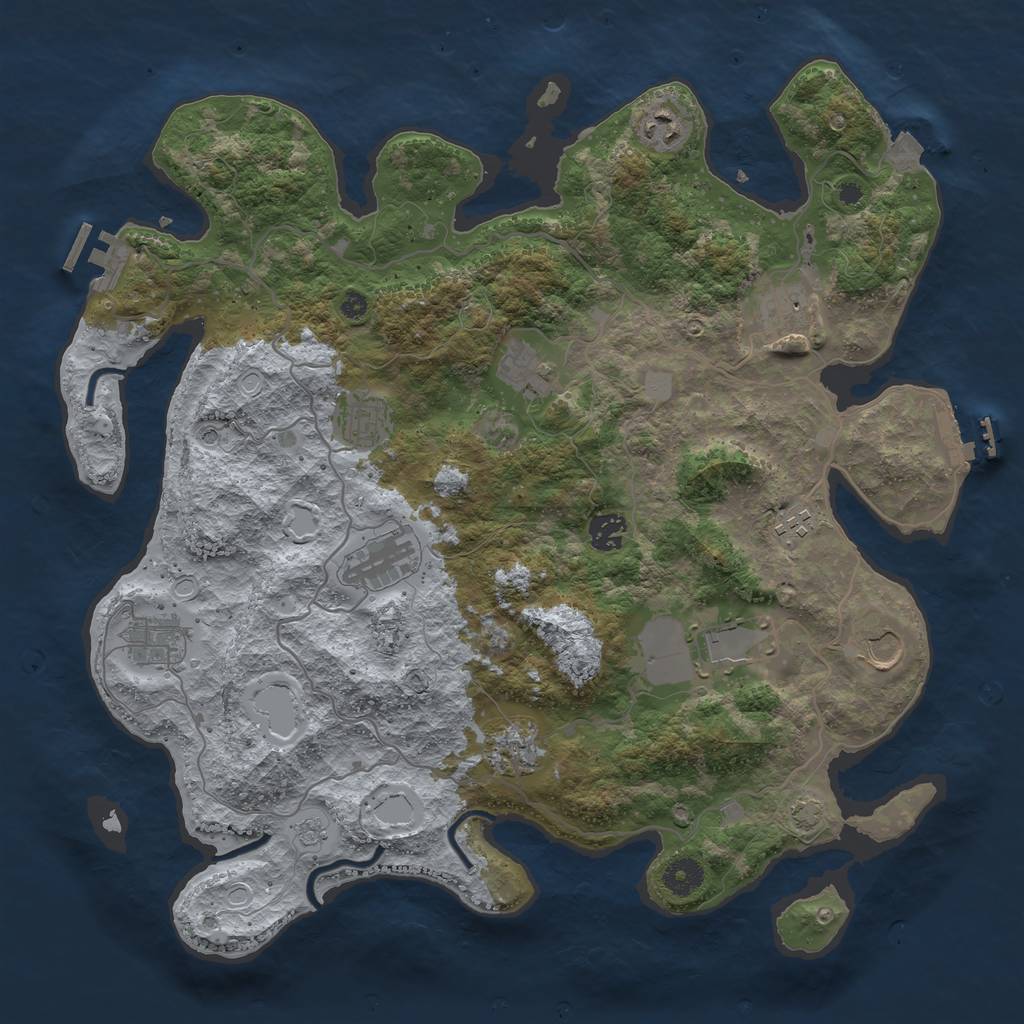 Rust Map: Procedural Map, Size: 4000, Seed: 50924, 19 Monuments