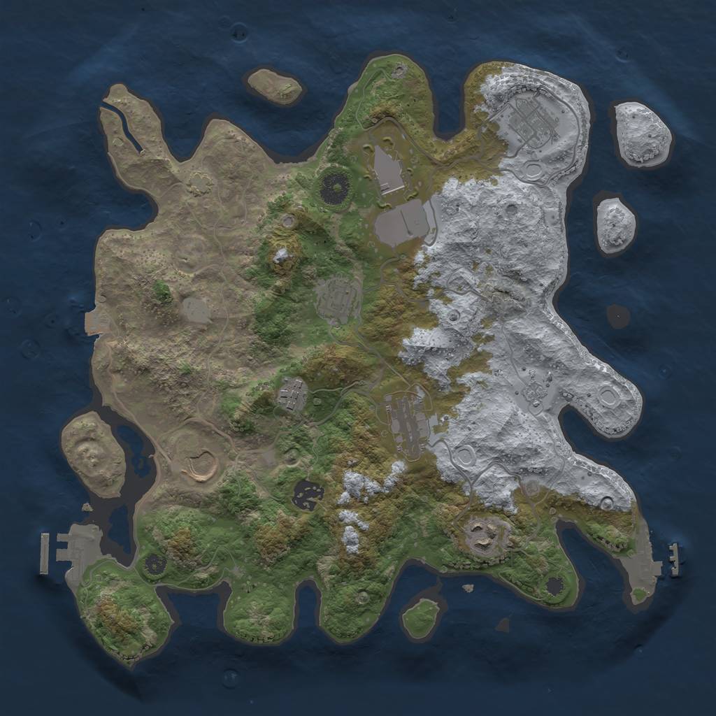 Rust Map: Procedural Map, Size: 3500, Seed: 1922402353, 15 Monuments