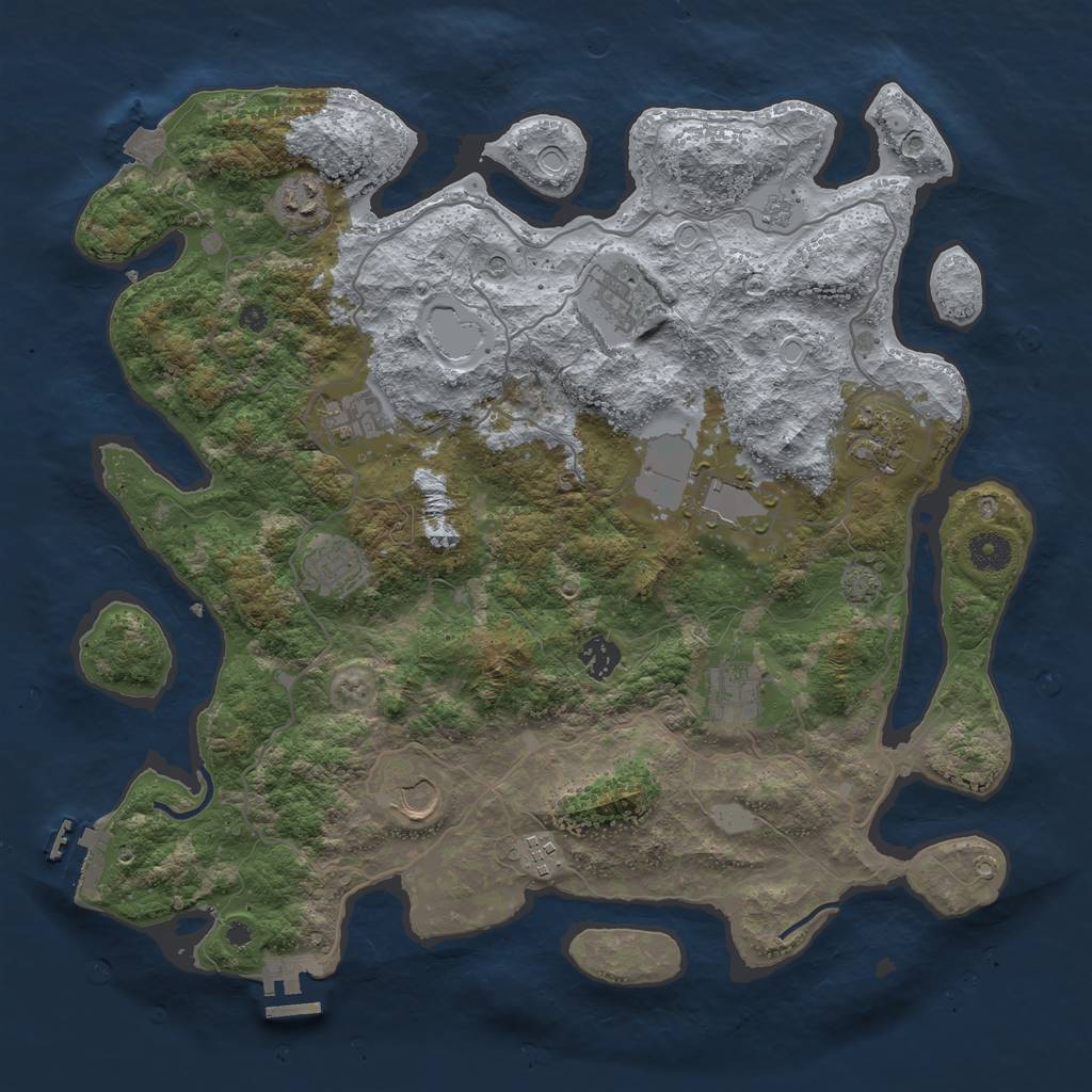 Rust Map: Procedural Map, Size: 4000, Seed: 743, 18 Monuments