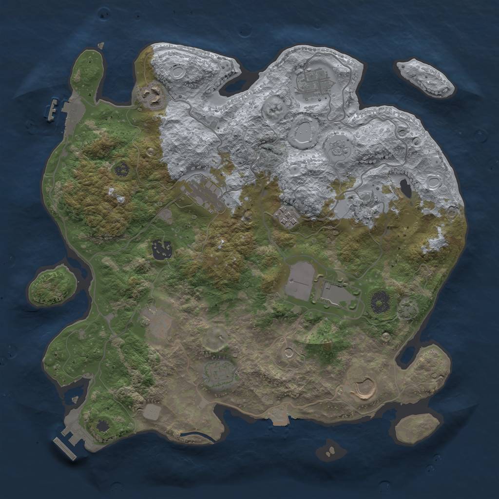 Rust Map: Procedural Map, Size: 3500, Seed: 1785145597, 18 Monuments