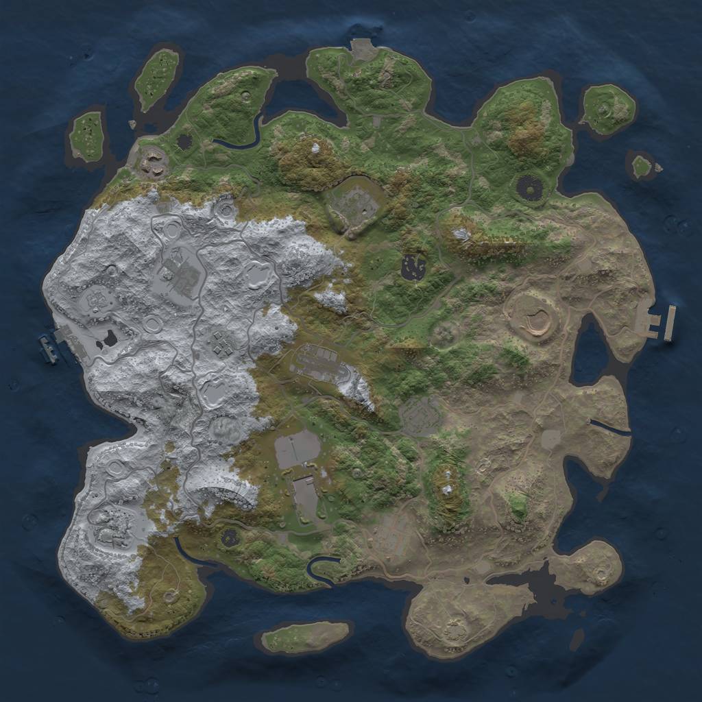 Rust Map: Procedural Map, Size: 4000, Seed: 1305383467, 19 Monuments