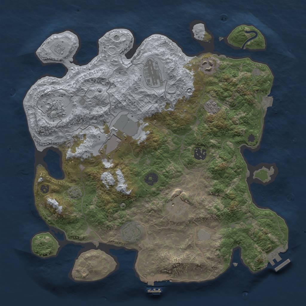 Rust Map: Procedural Map, Size: 3500, Seed: 529224428, 15 Monuments