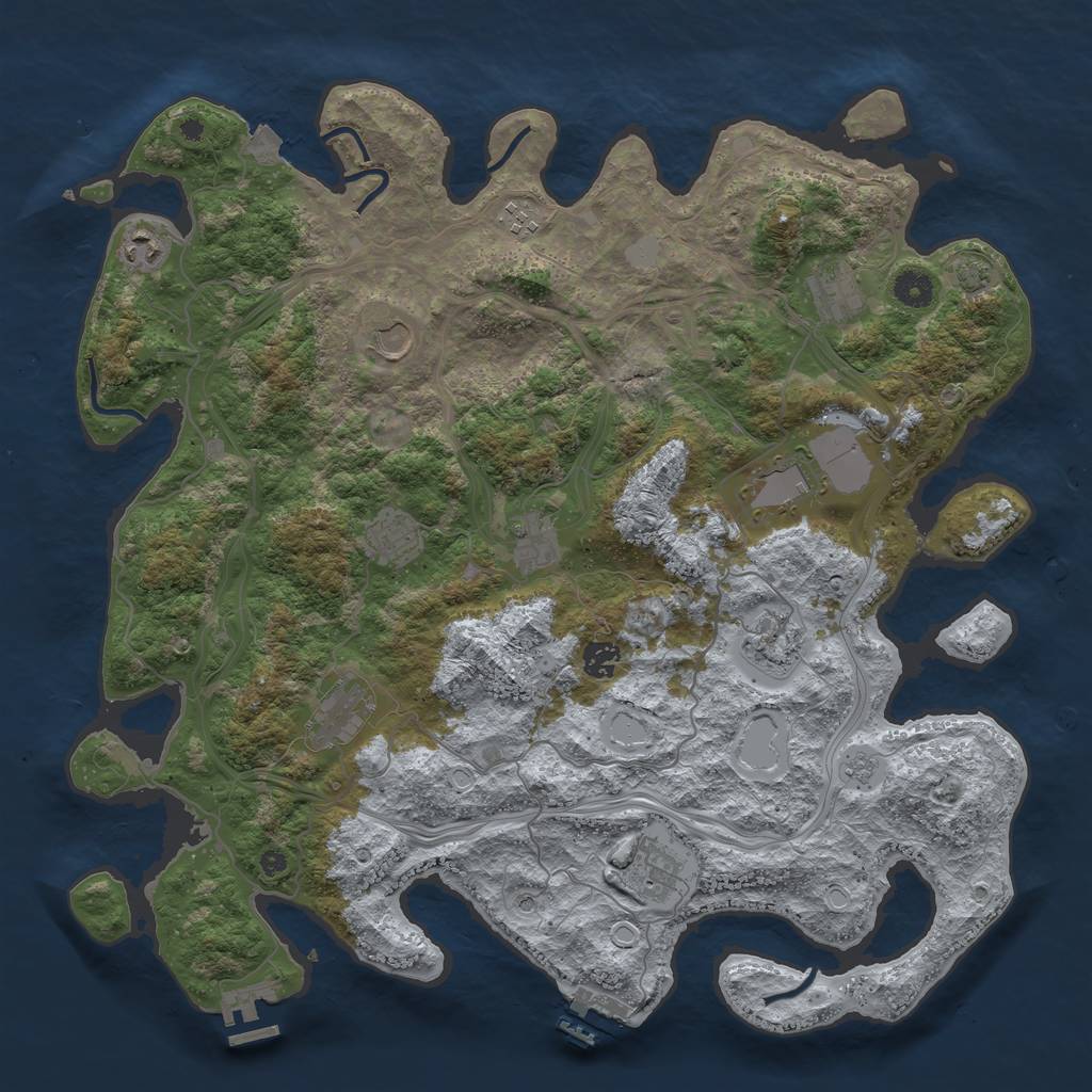 Rust Map: Procedural Map, Size: 4300, Seed: 5092024, 19 Monuments