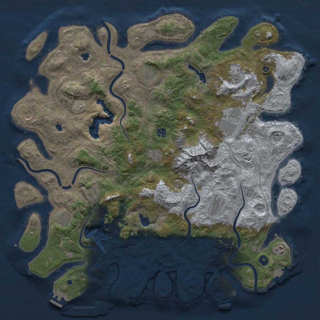 Rust Map: Procedural Map, Size: 5000, Seed: 1183344089, 17 Monuments