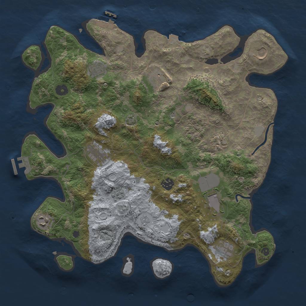 Rust Map: Procedural Map, Size: 3850, Seed: 834736152, 18 Monuments