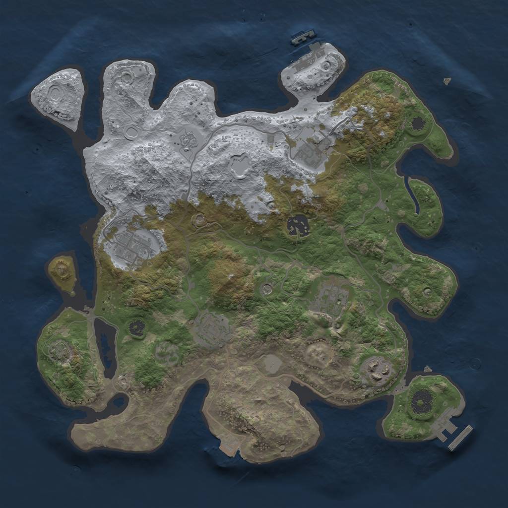 Rust Map: Procedural Map, Size: 3300, Seed: 1416545450, 14 Monuments