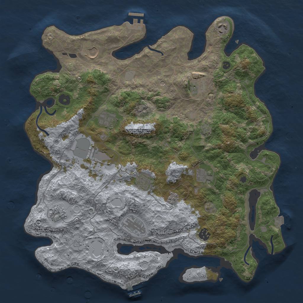 Rust Map: Procedural Map, Size: 4000, Seed: 403473925, 19 Monuments