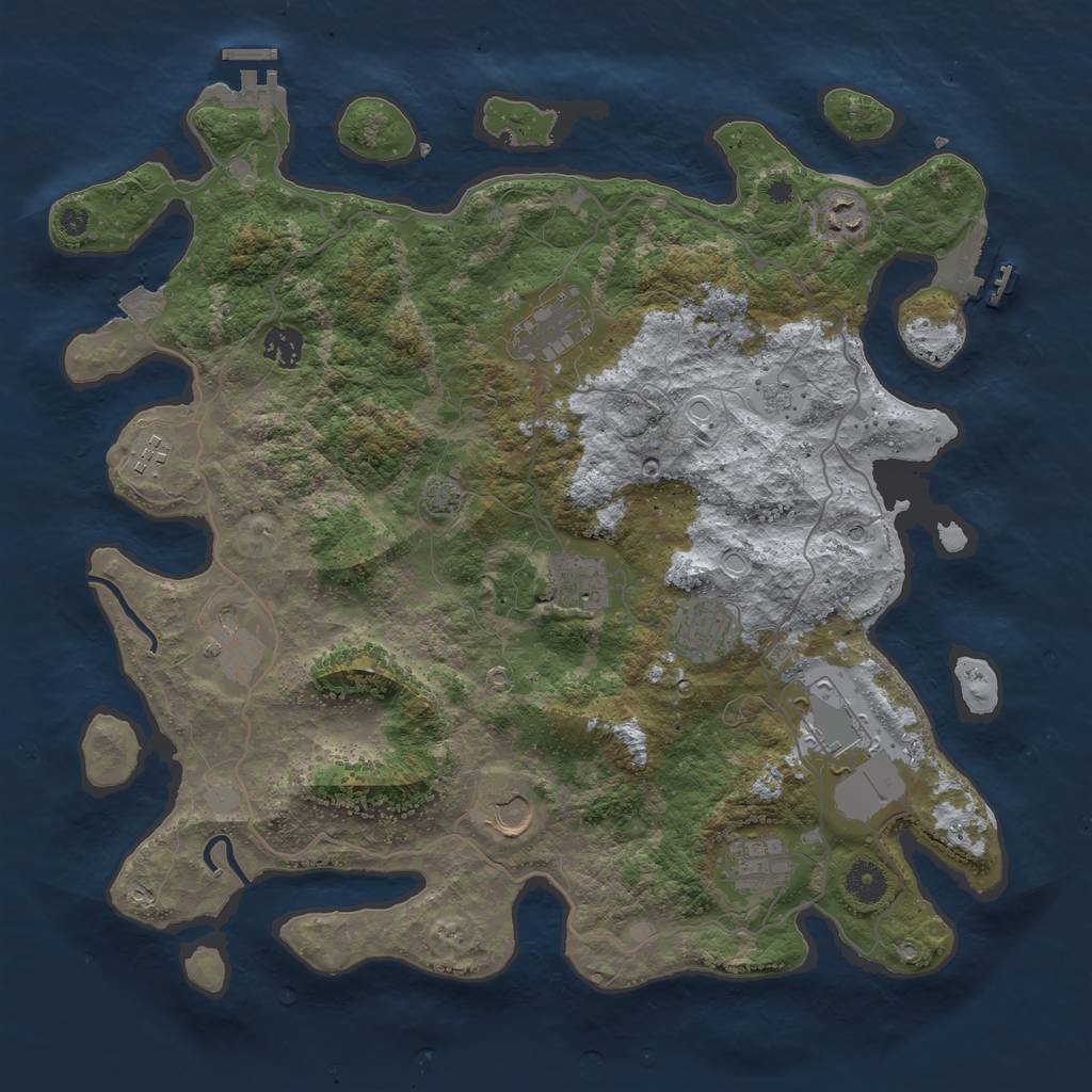 Rust Map: Procedural Map, Size: 4000, Seed: 1615929986, 18 Monuments