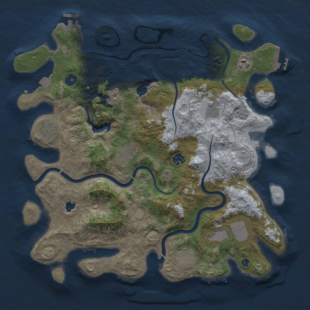Rust Map: Procedural Map, Size: 4000, Seed: 1615929986, 14 Monuments