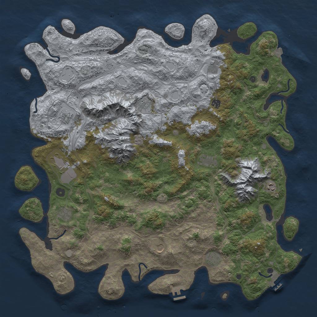 Rust Map: Procedural Map, Size: 5250, Seed: 485395677, 19 Monuments