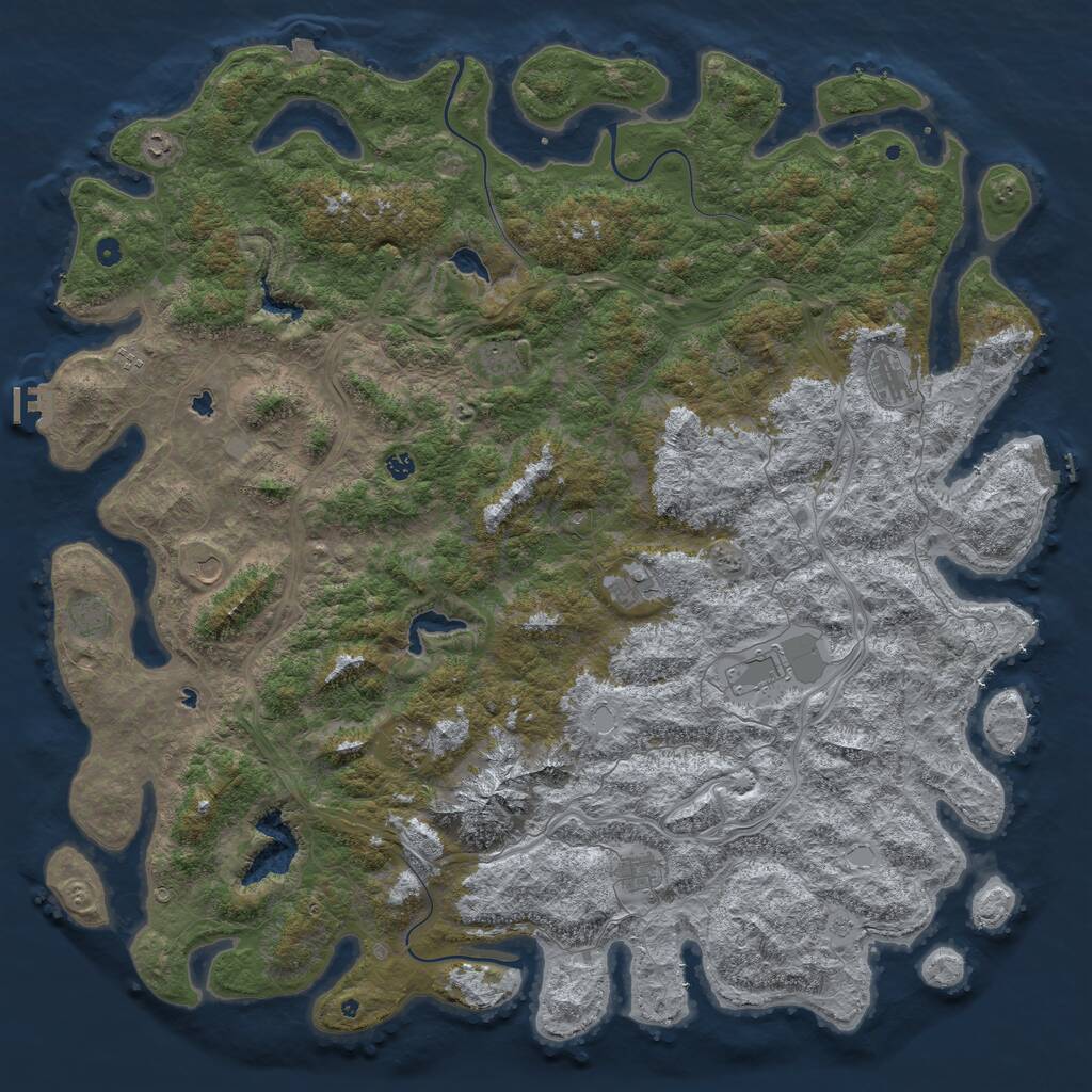 Rust Map: Procedural Map, Size: 6000, Seed: 10041, 17 Monuments