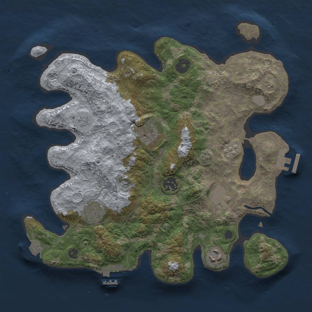 Rust Map: Procedural Map, Size: 3200, Seed: 1560840955, 14 Monuments