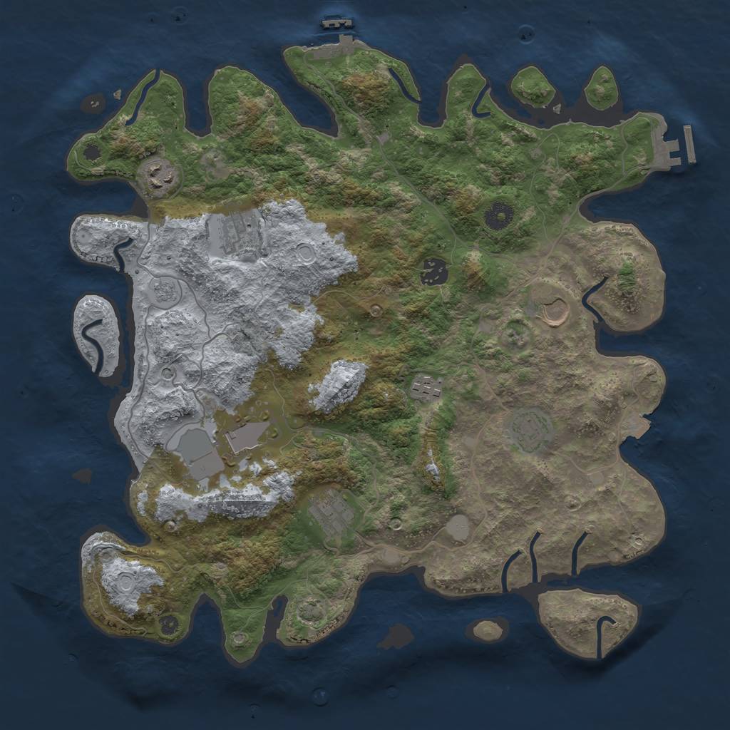 Rust Map: Procedural Map, Size: 3850, Seed: 1937181, 16 Monuments