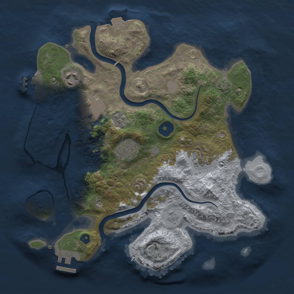 Rust Map: Procedural Map, Size: 3000, Seed: 395637534, 11 Monuments