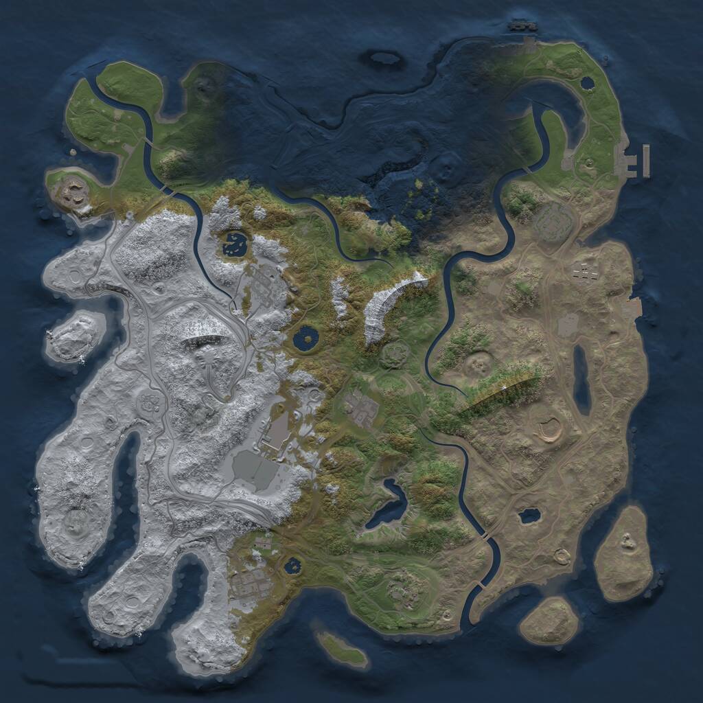 Rust Map: Procedural Map, Size: 4250, Seed: 88932659, 16 Monuments