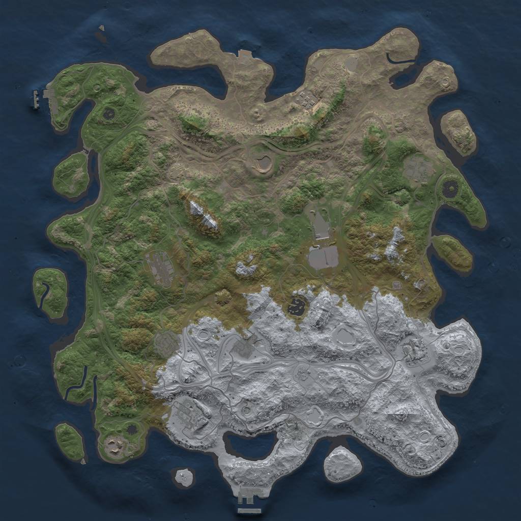 Rust Map: Procedural Map, Size: 4500, Seed: 1996103517, 19 Monuments